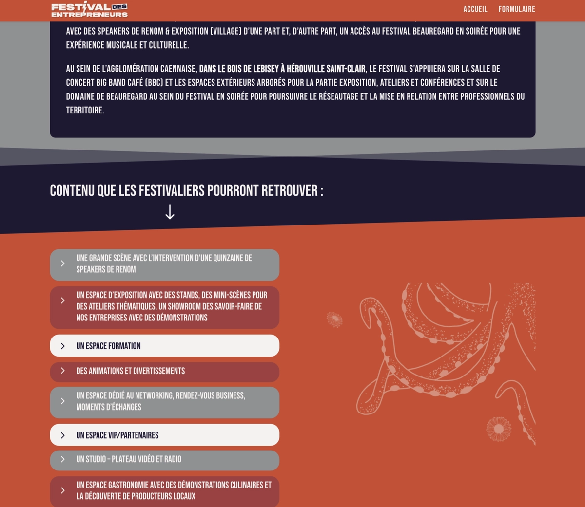 Formulaire de contact Festival des Entrepreneurs avec option partenariat