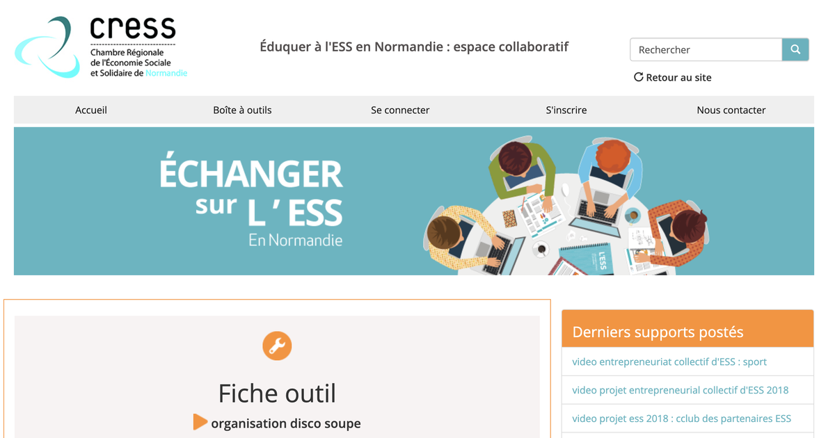 Aperçu plateforme ESS Éducation Normandie – Partage ressources pédagogiques