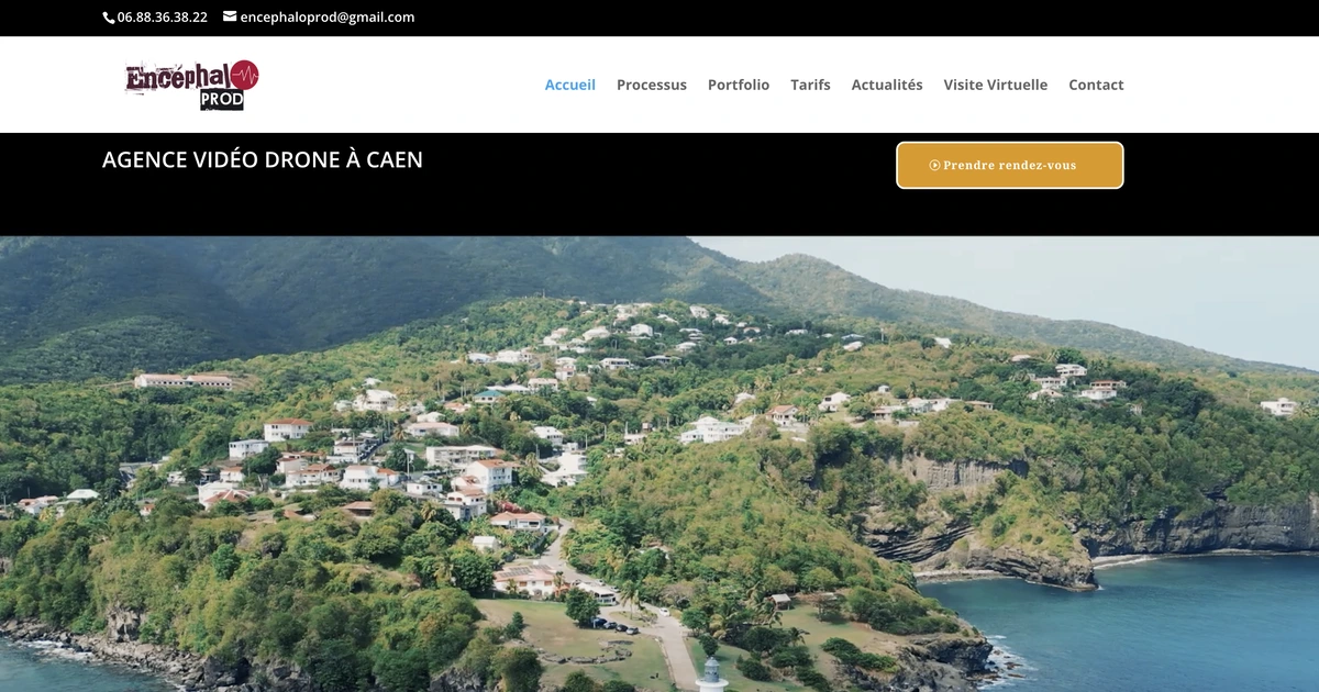 Site WordPress créé pour Encephaloprod - agence de production vidéo et drone à Caen par Olivier Leval développeur web