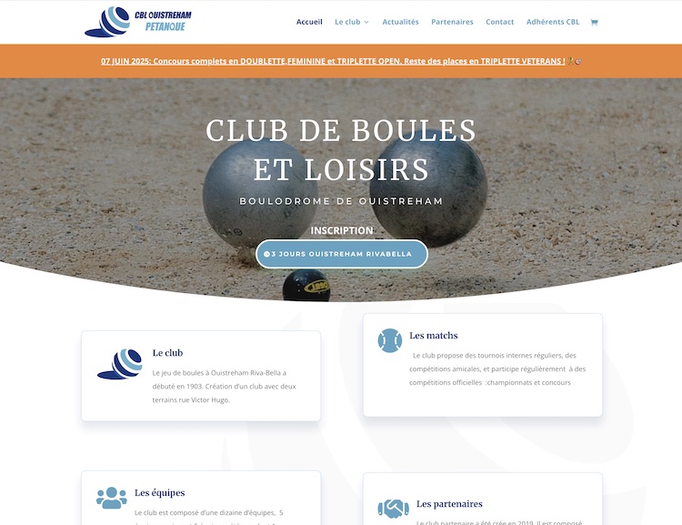 Aperçu du projet Association bouliste Ouistreham