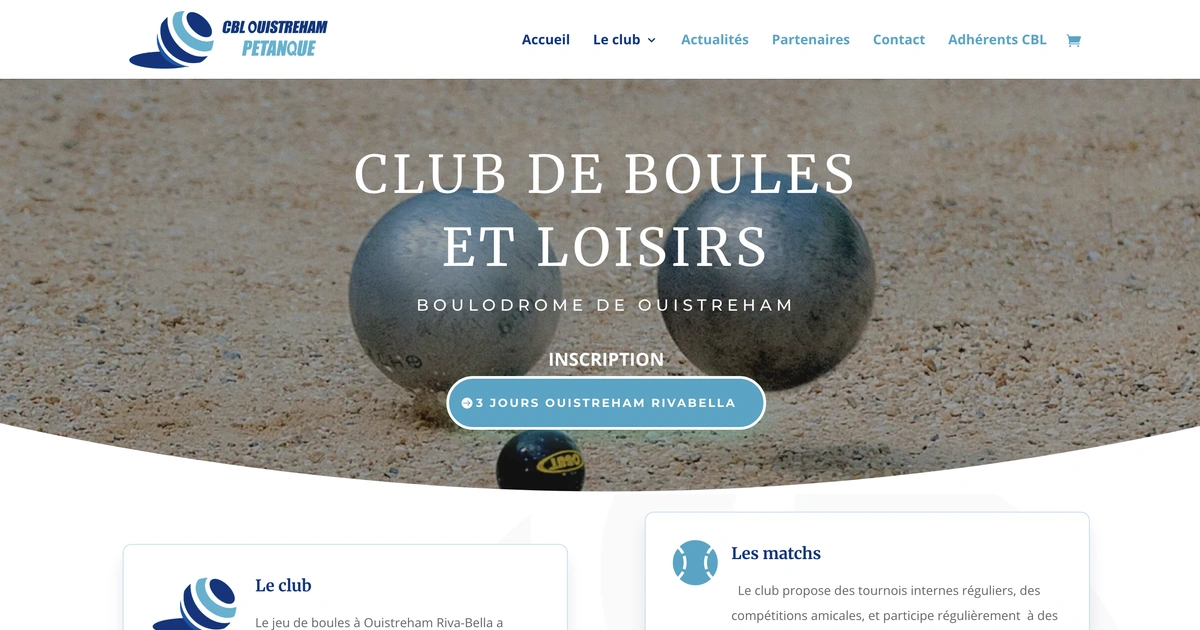 Site Club de boules Ouistreham réalisé par Olivier Leval développeur Caen