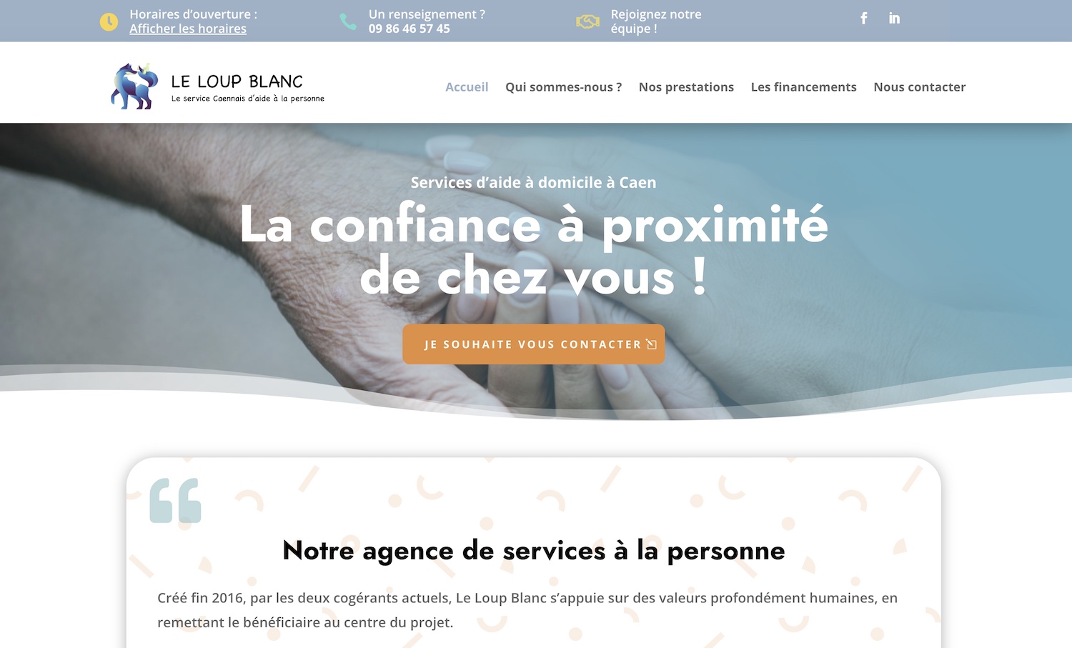 Aperçu du projet Service Le Loup Blanc – Aide à domicile