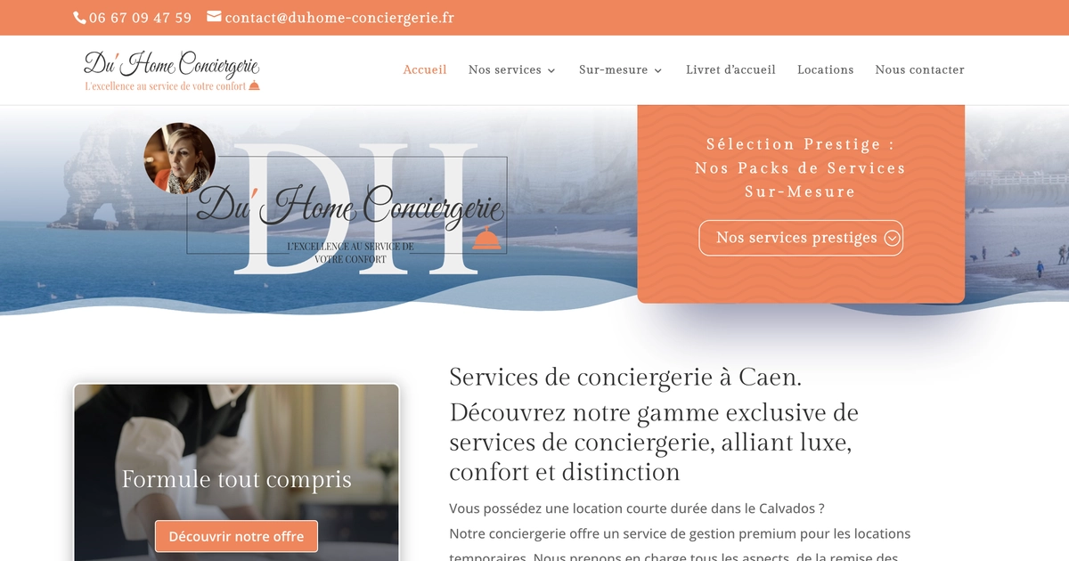 Site WordPress créé pour DuHome Conciergerie – services de conciergerie à Caen par Olivier Leval développeur web