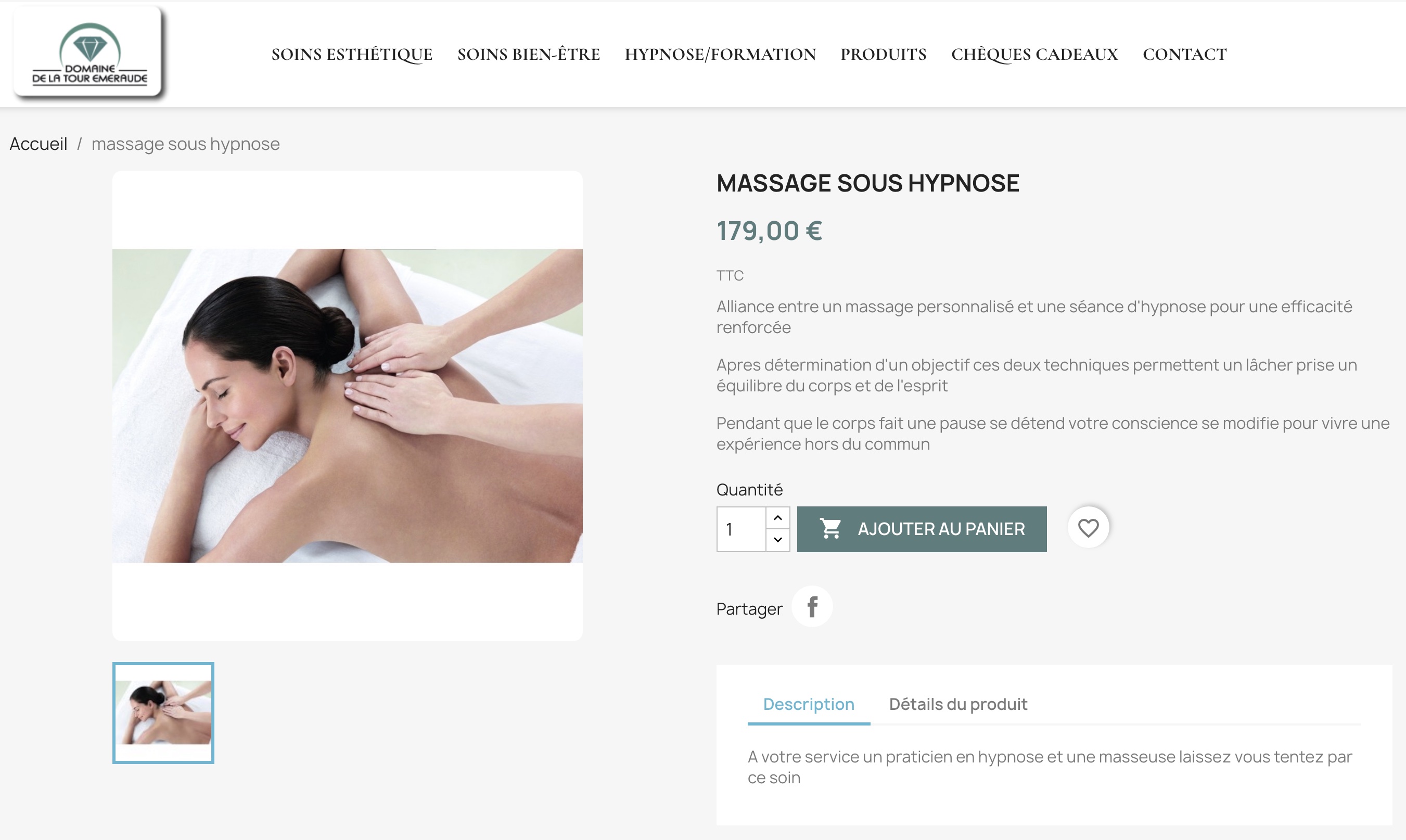 Interface de réservation optimisée du spa Tour Émeraude - navigation simplifiée pour les soins bien-être