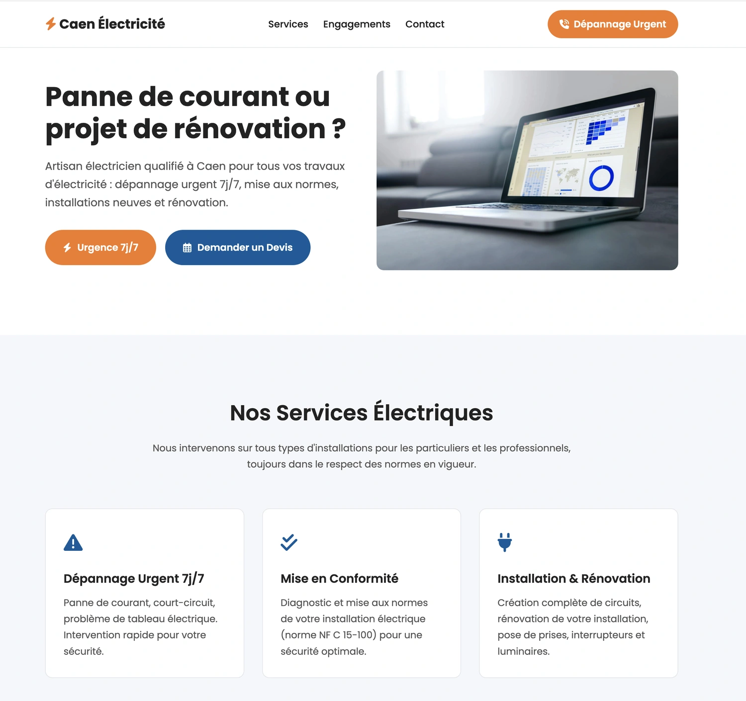 Aperçu site Électricien
