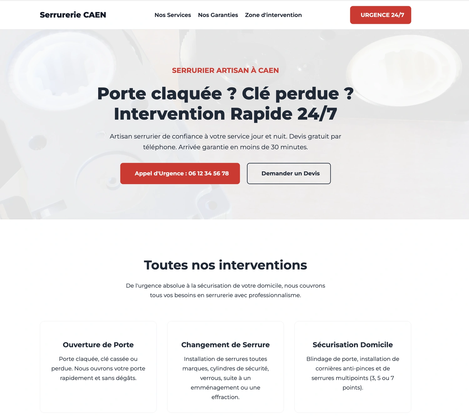Aperçu site Serrurier