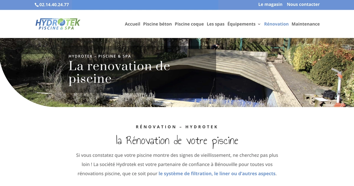Refonte de site internet à Caen par Olivier Leval : exemple du site Hydrotek avec design moderne