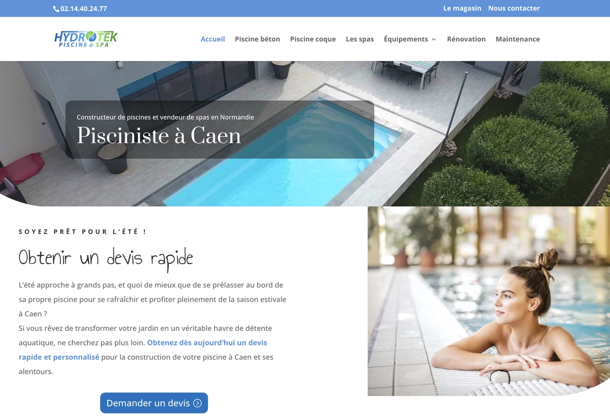 Capture écran résultats SEO site Hydrotek - refonte et référencement naturel à Caen par Olivier Leval